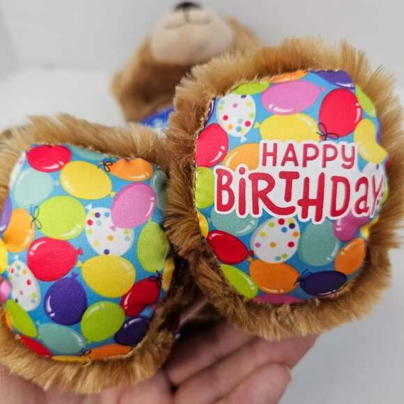 Build A Bear Happy Birthday Bear Plush Brown Teddy Blue T-Shirt Stuffed Animal - Picture 9 of 13